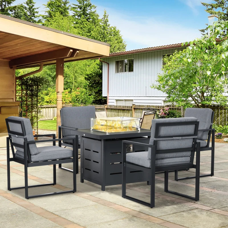 5-Piece Aluminium Garden Furniture Sets with Gas Fire Pit Table