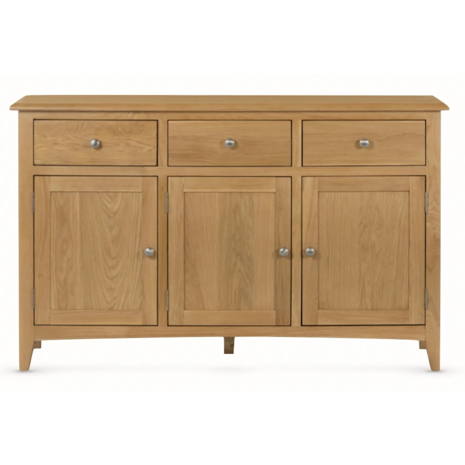 Light Solid Oak 3 Door, 3 Drawer Sideboard