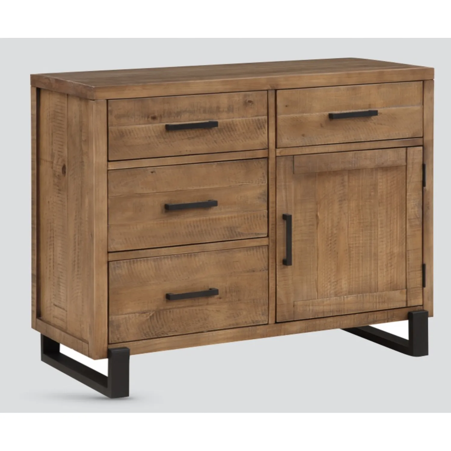 Rustic Solid Pine 1 Door, 4 Drawer Sideboard