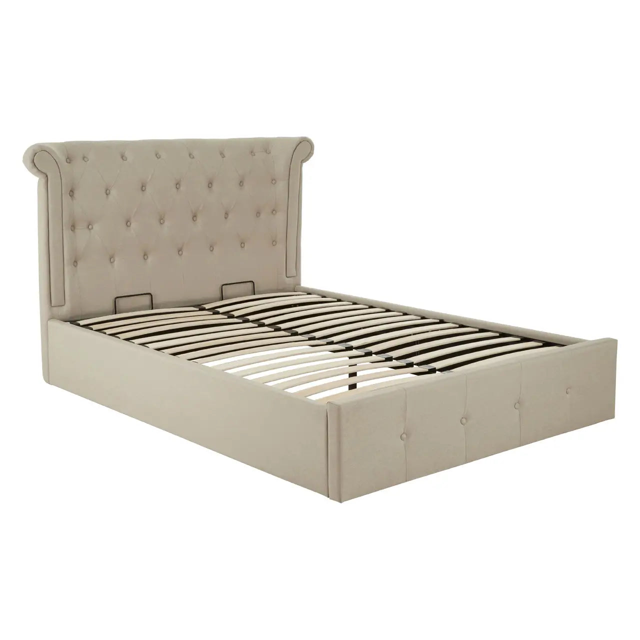 Edison Beige Double Ottoman Bed