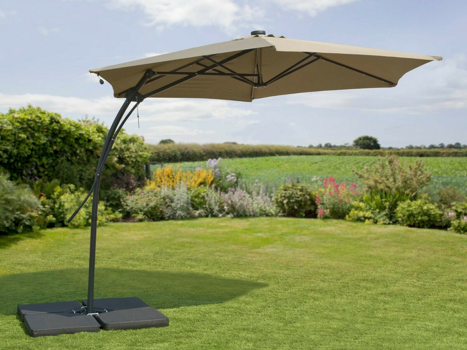 2.7m Garden Parasol Cantilever Easy Up Function – Taupe