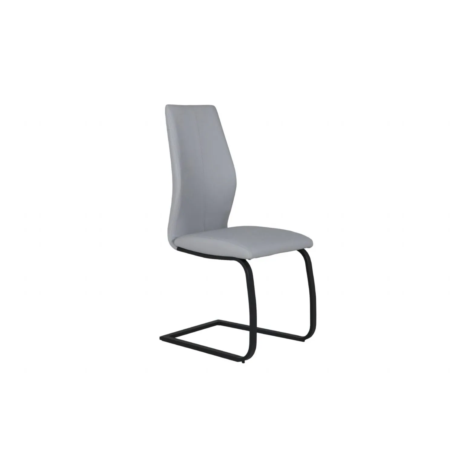 Putty Grey Leather Dining Chair Black Cantilever Metal Legs