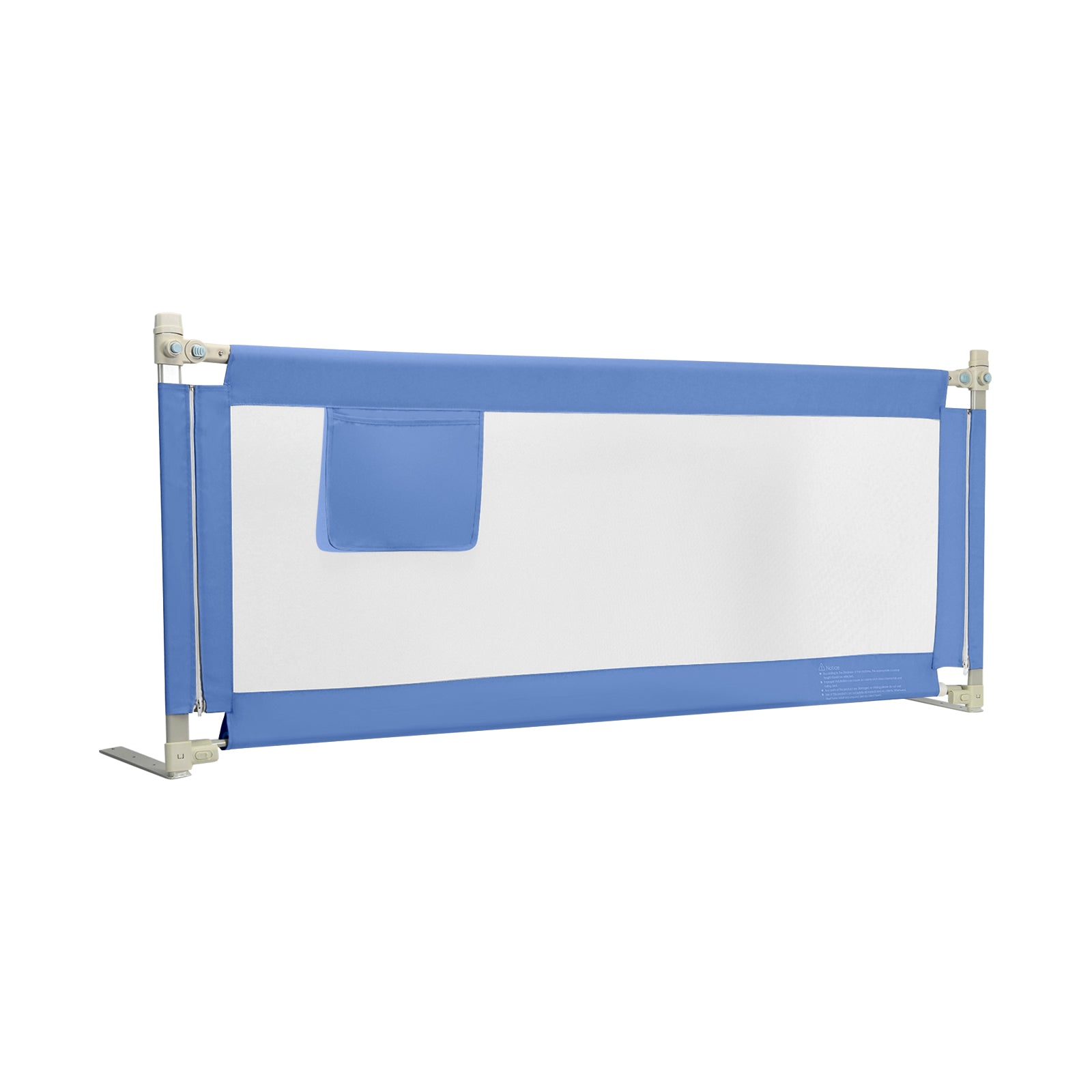 175 cm Infant Safety Bed Guardrail with Anti-Collision Cotton and Side Pocket-Blue