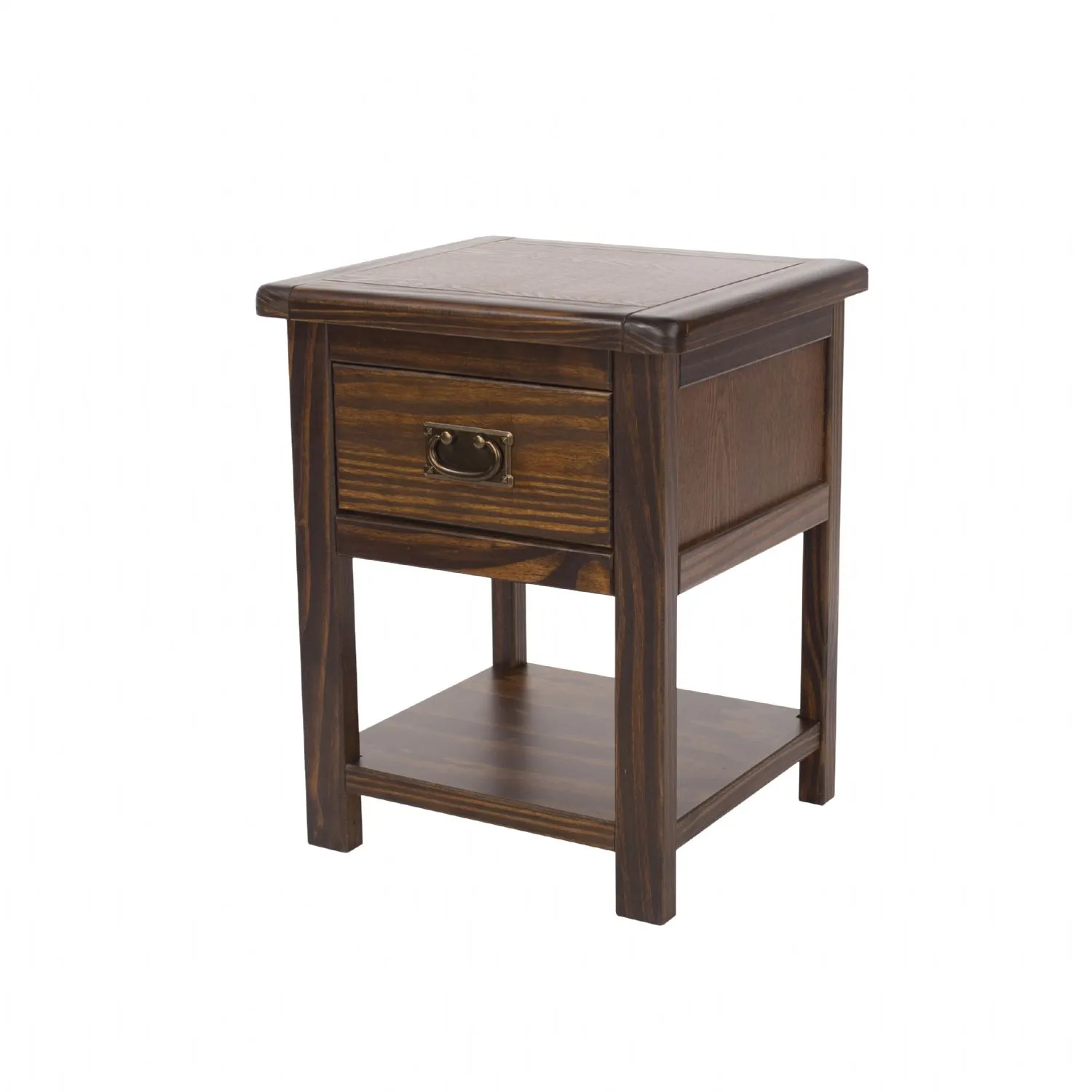 Dark Brown Lacquered 1 Drawer Bedside Cabinet