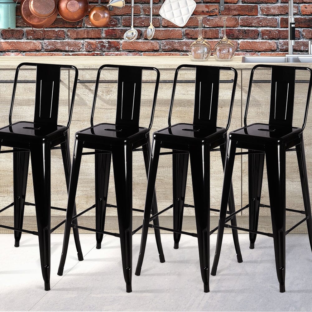 Set of 4 Metal Bar Stool Industrial Style High Chair