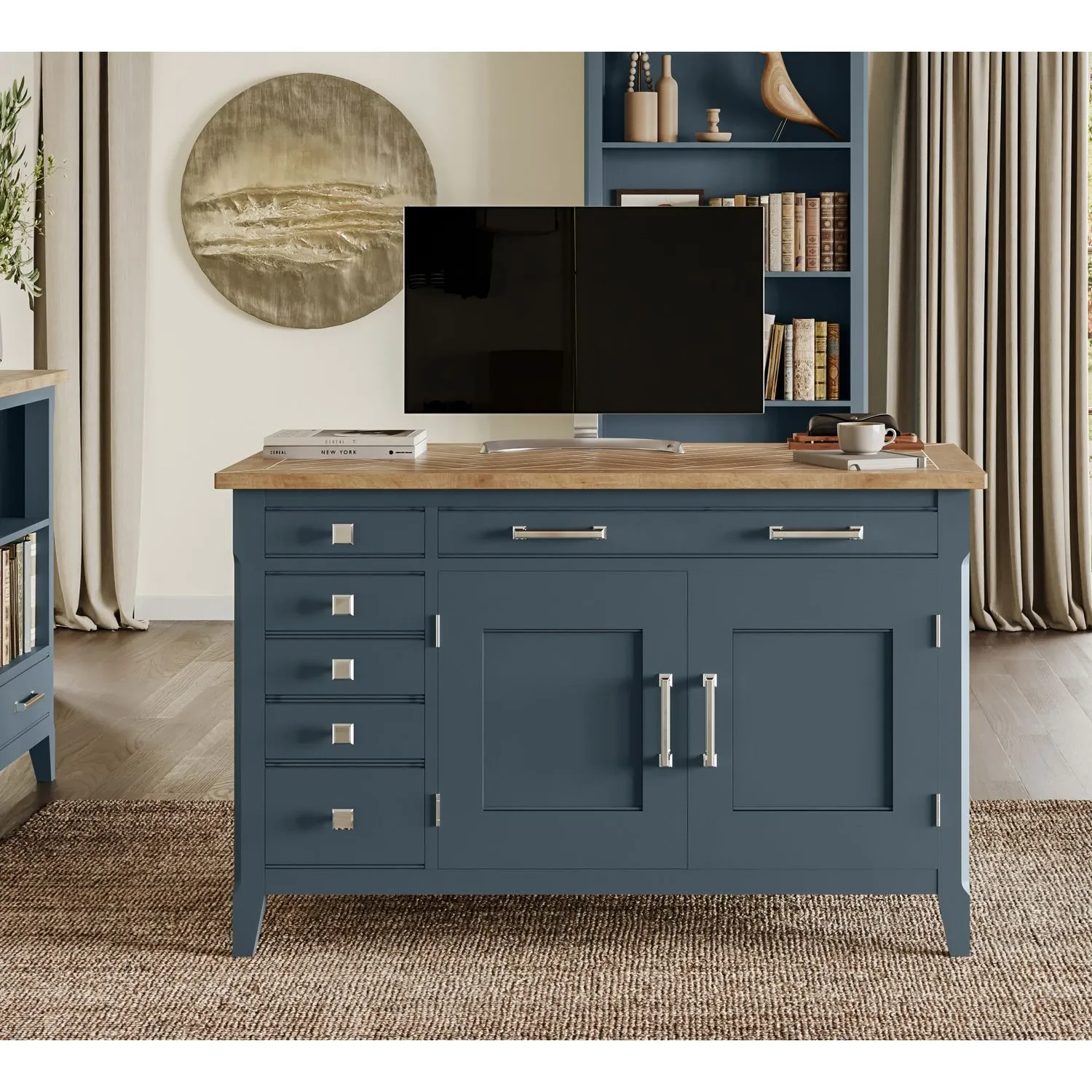 Signature Blue Hidden Home Office Desk