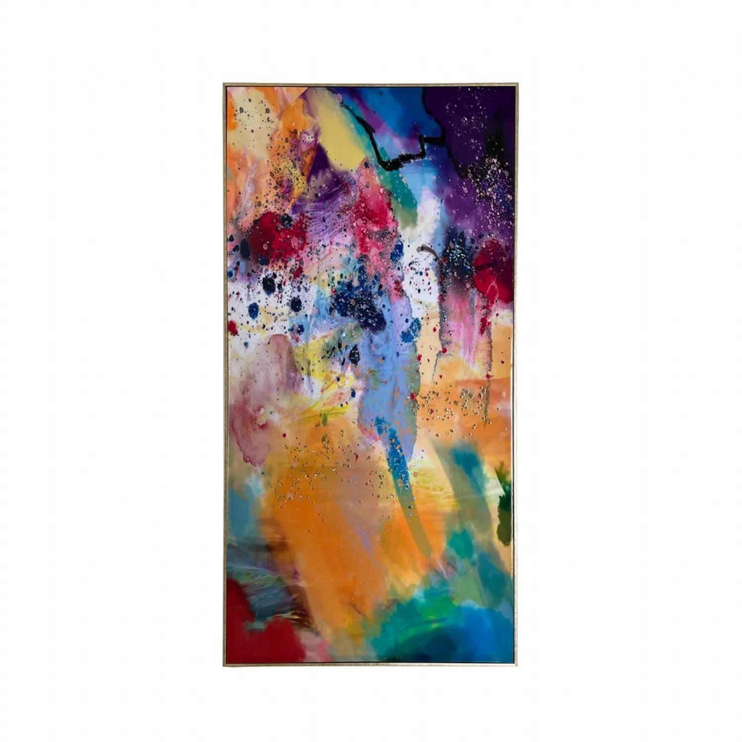 72×142 Framed Multicolored Abstract Canvas