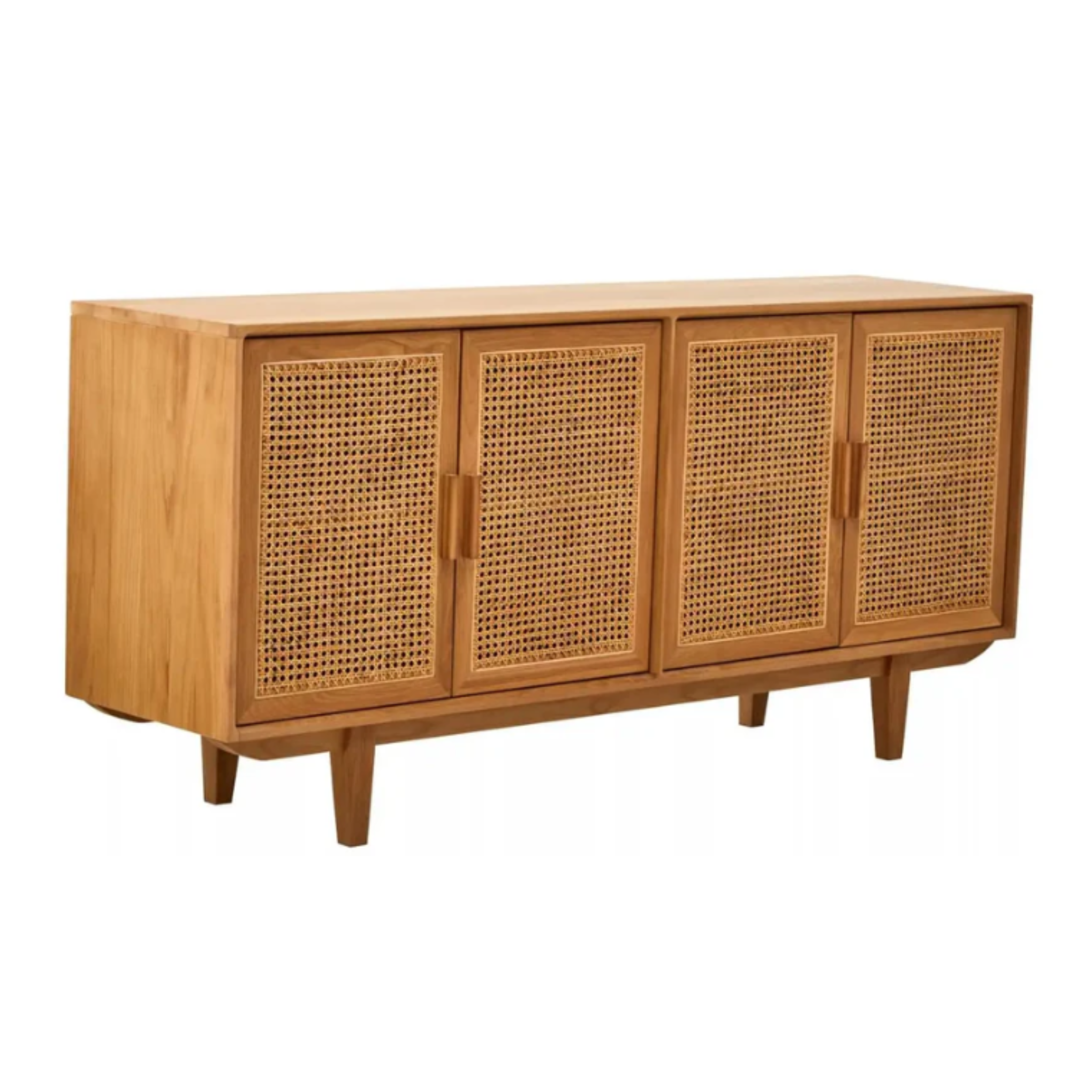 Lyon 4 Door Natural Rattan And Oak Sideboard