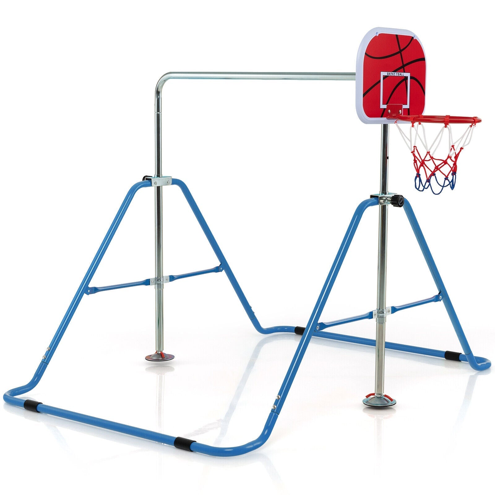 Expandable Gymnastics Bar with Basketball Hoop for Kids Juniors-Blue