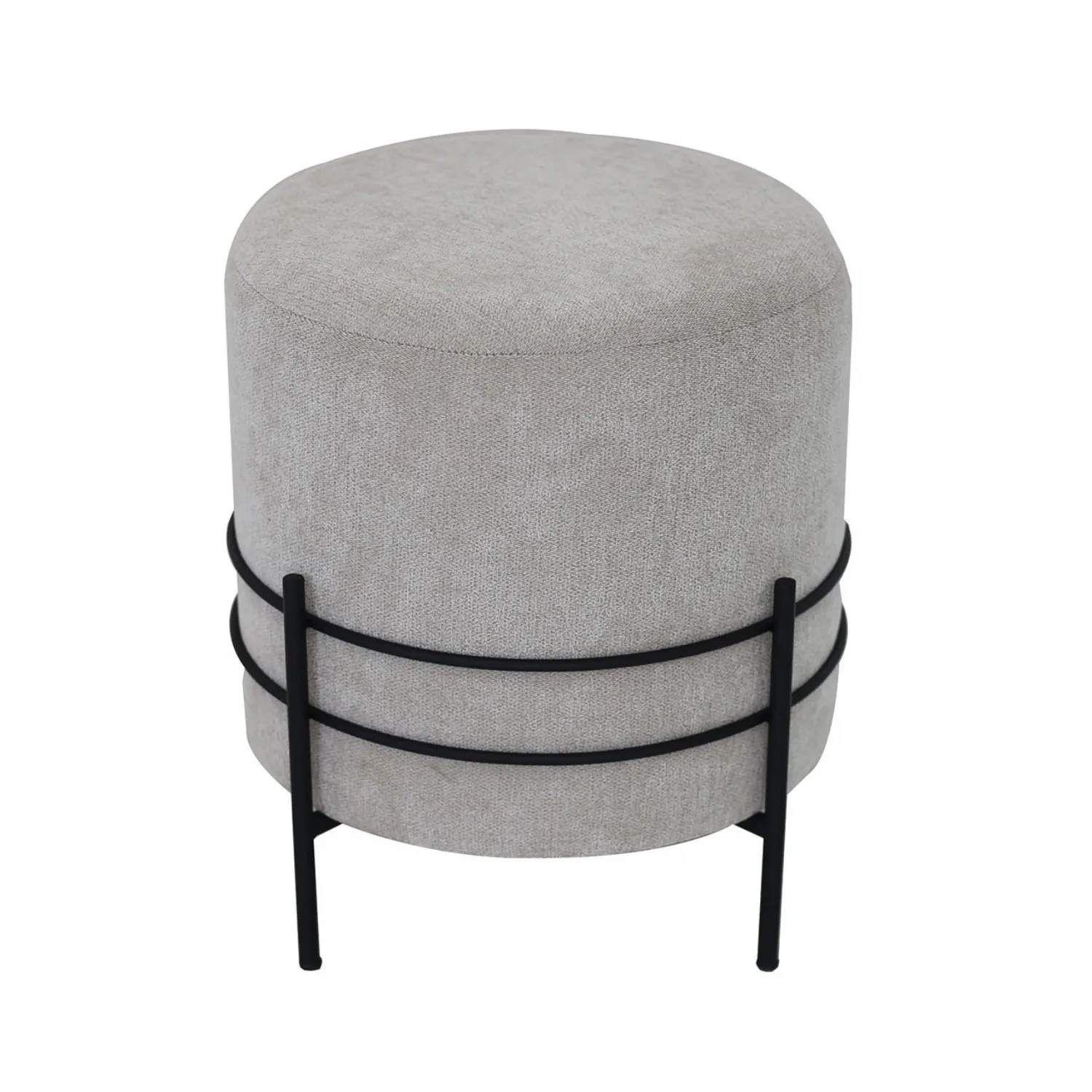 Grey Linen Ottoman With Black Legs