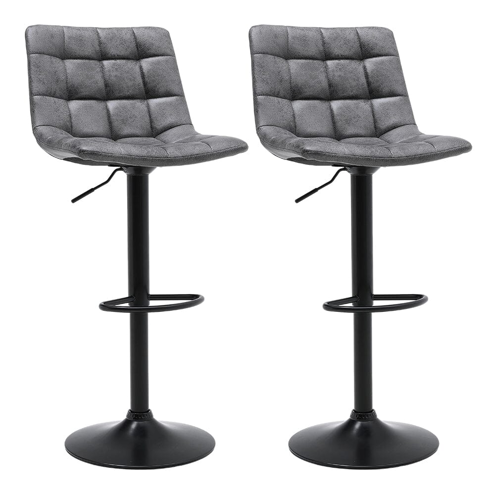 Grey Gas Lift Upholstered Swivel Bar Stool Set of 2