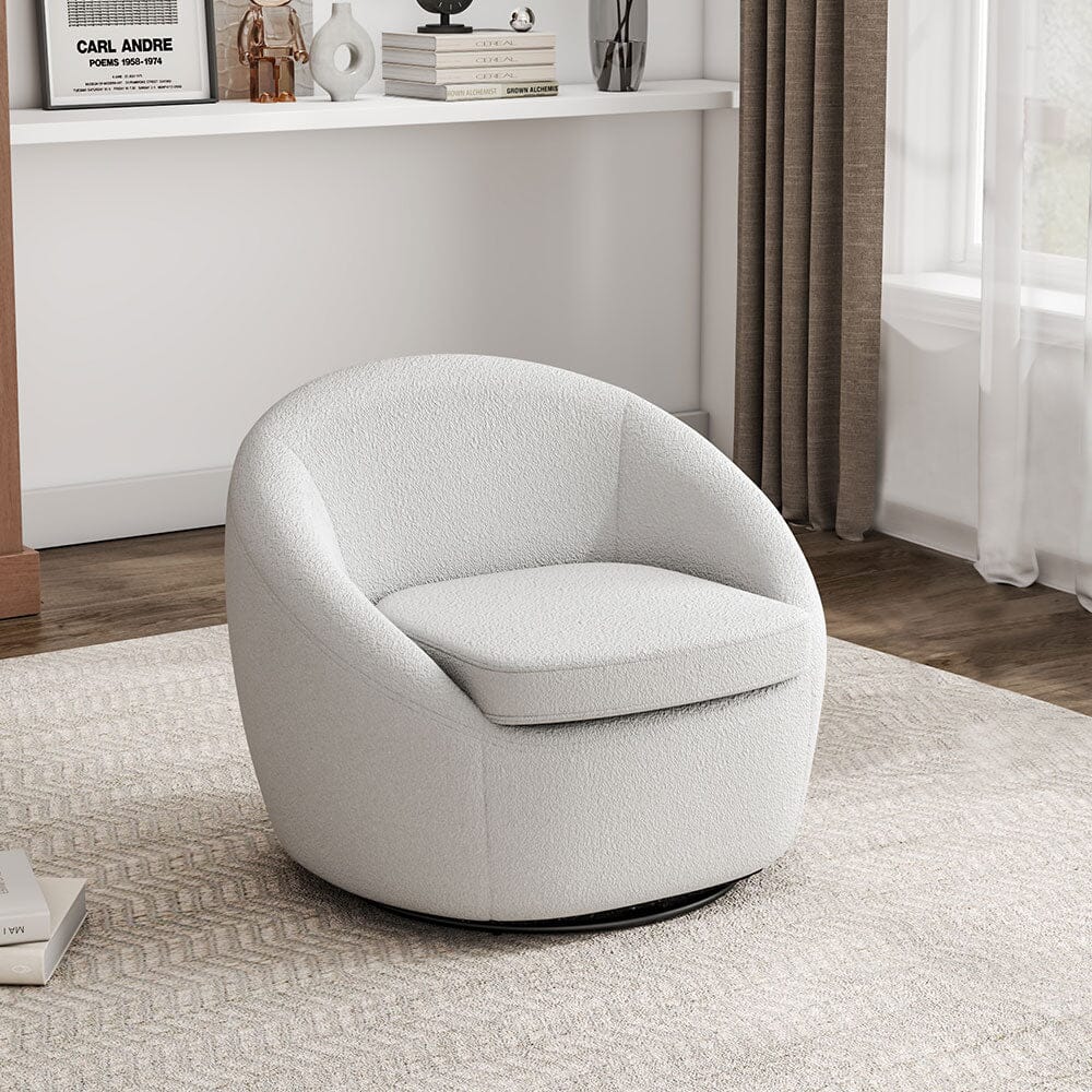 85CM W White Sponge Upholstered Swivel Tub Chair