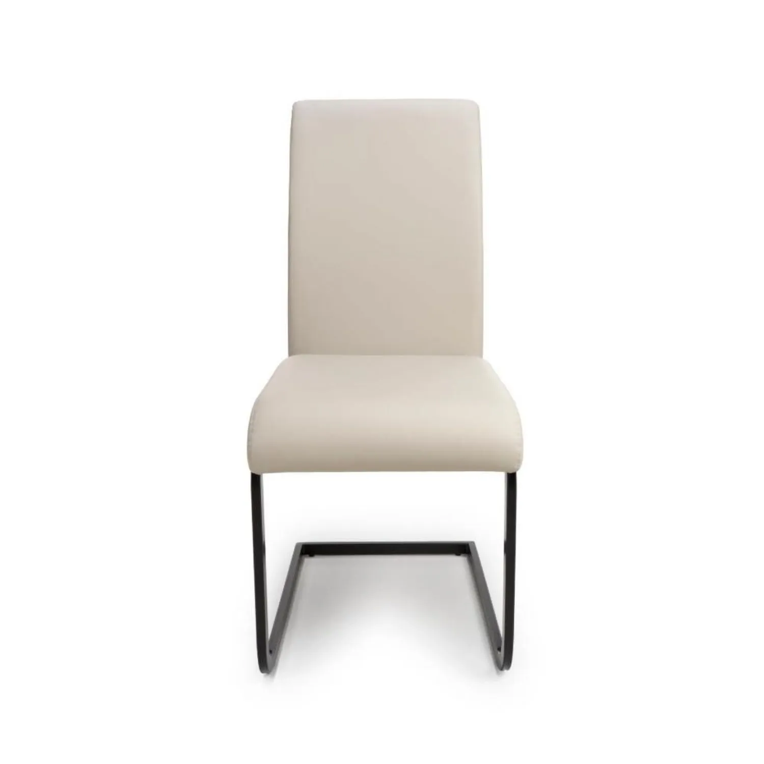 Taupe Leather Cantilever Dining Chair Black Metal Legs