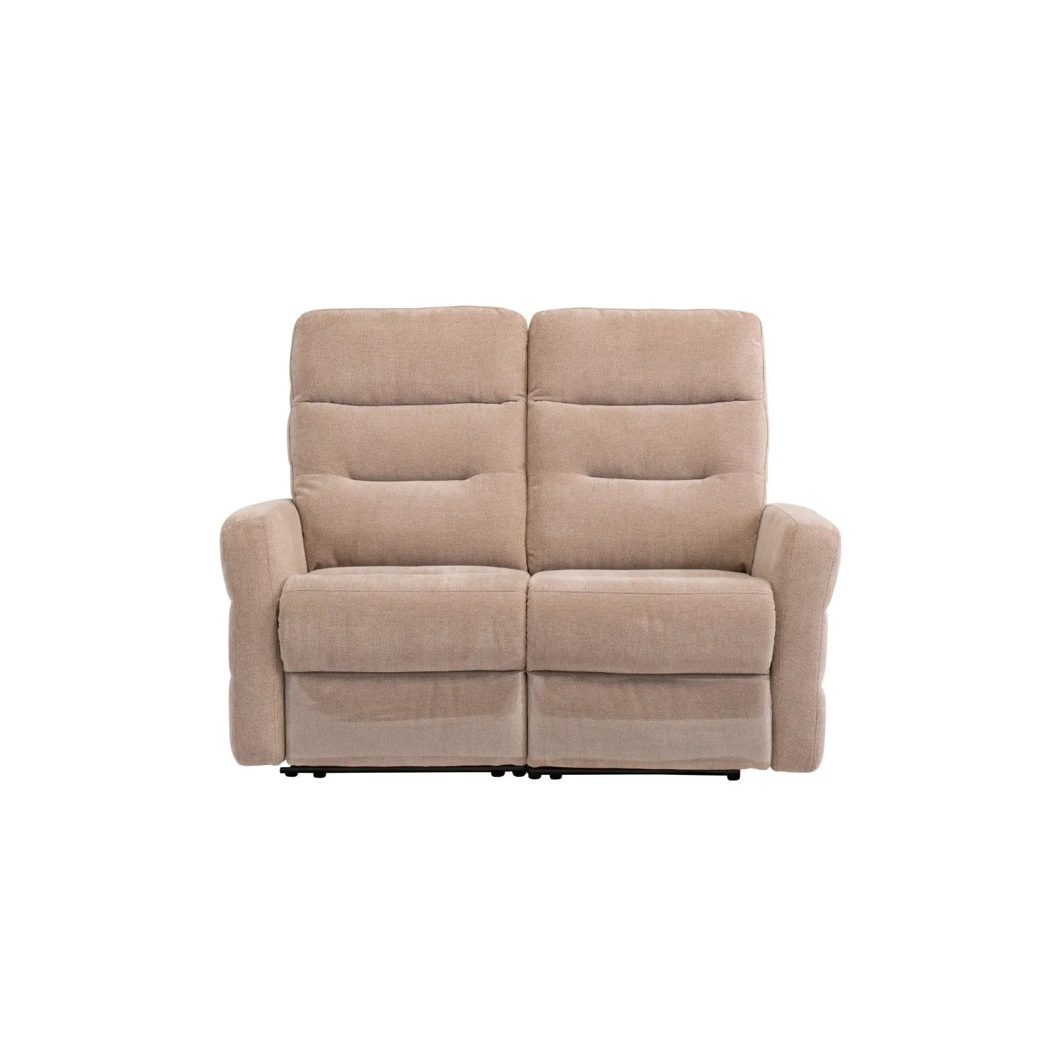 Mink Herringbone Fabric Electric Recliner 2 Seat Sofa