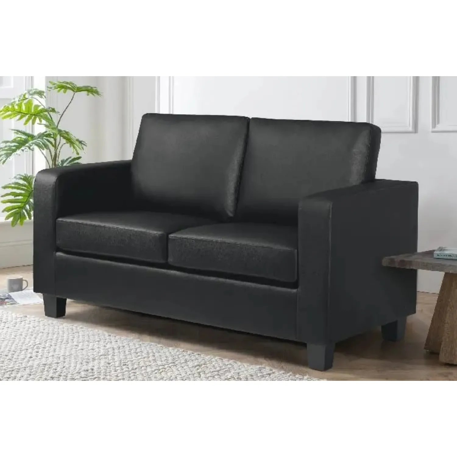 3 Seater Sofa in Crib 5 Black Faux Leather