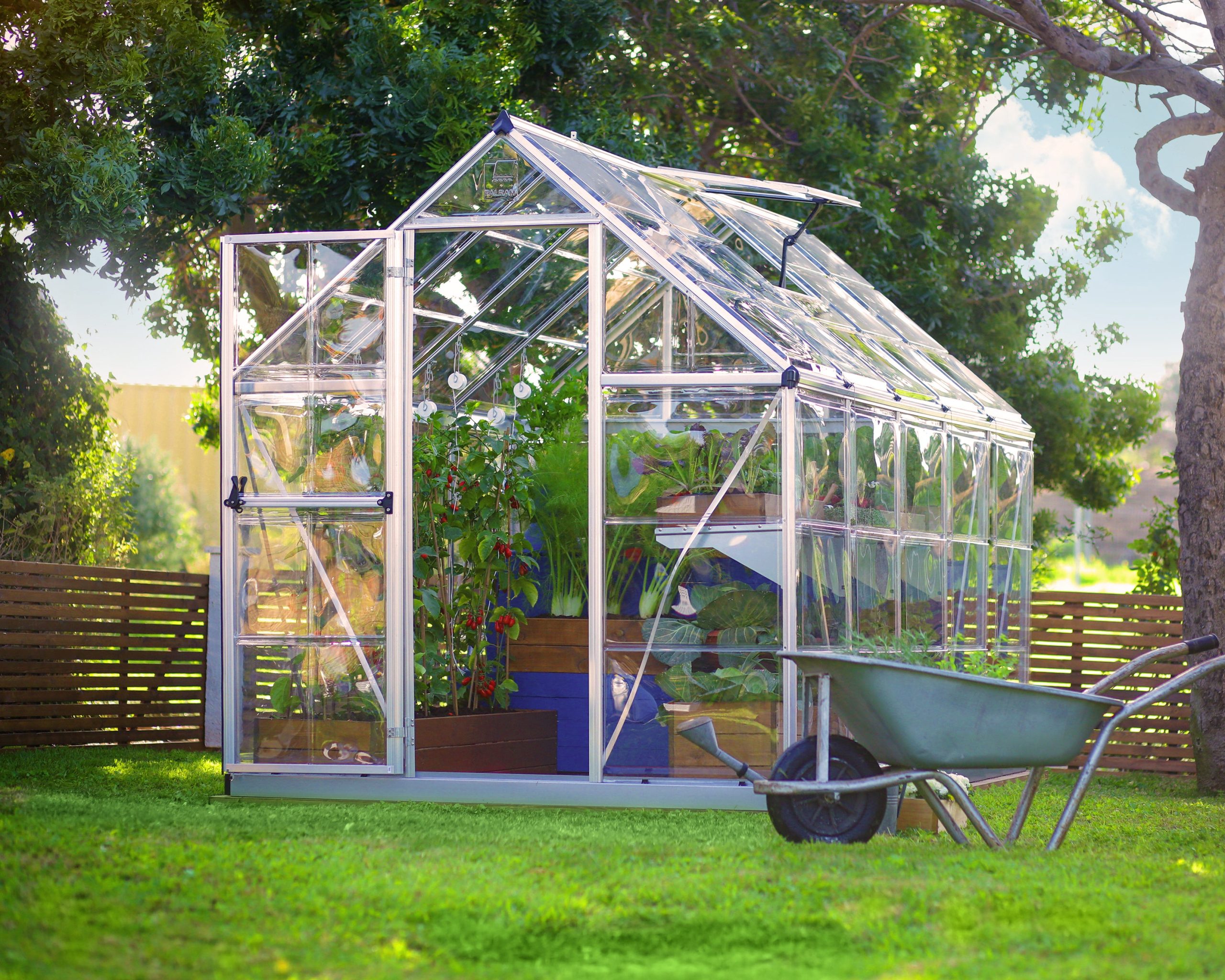 Harmony 6′ x 10′ Greenhouse – Silver Frame & Clear Polycarbonate Panels