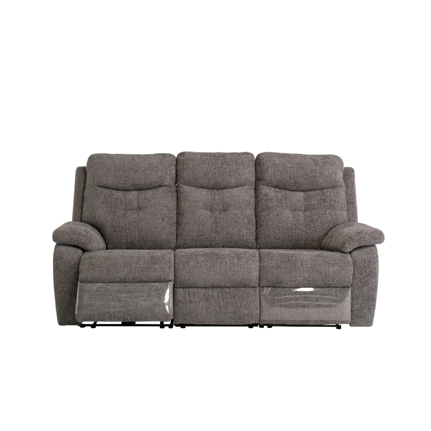 Graphite Fabric Electric Recliner 3 Seat Sofa