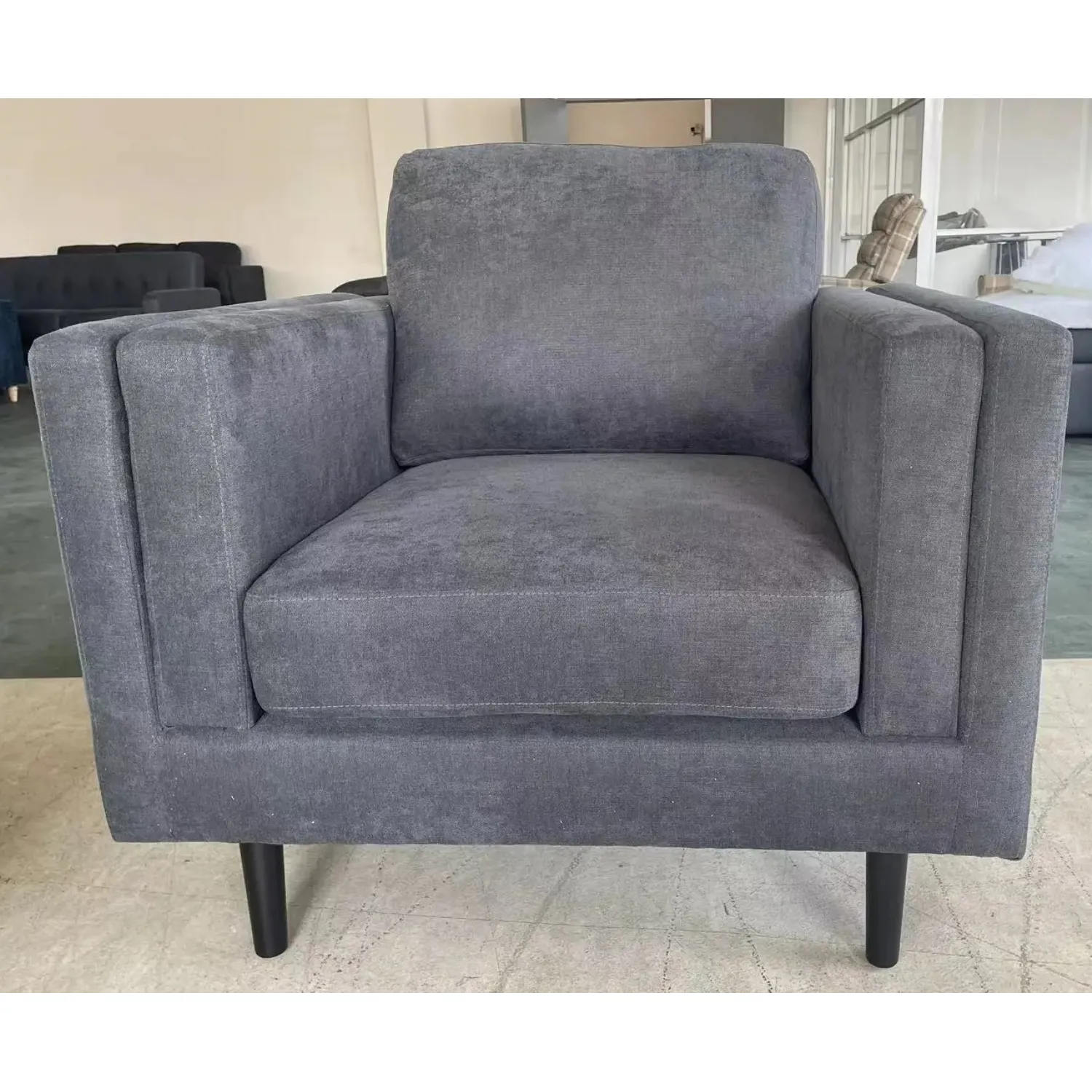 1 Seater Armchair in Crib 5 Charcoal Grey Fabric