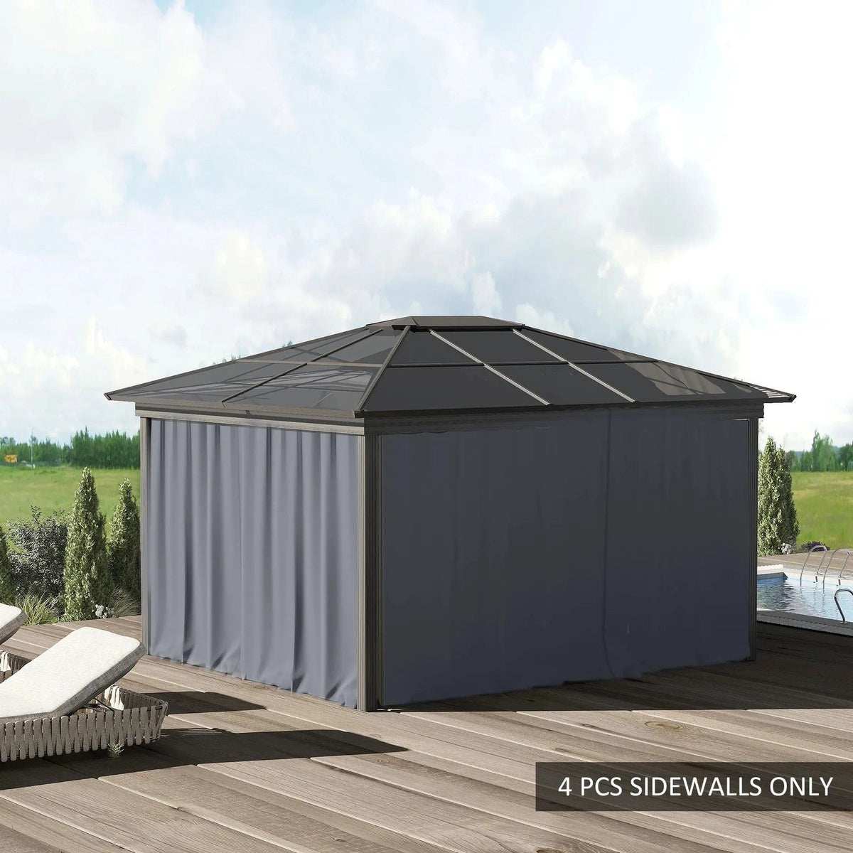 3x3m Dark Grey ZipWall – 4 Gazebo Side Panels – Outsunny