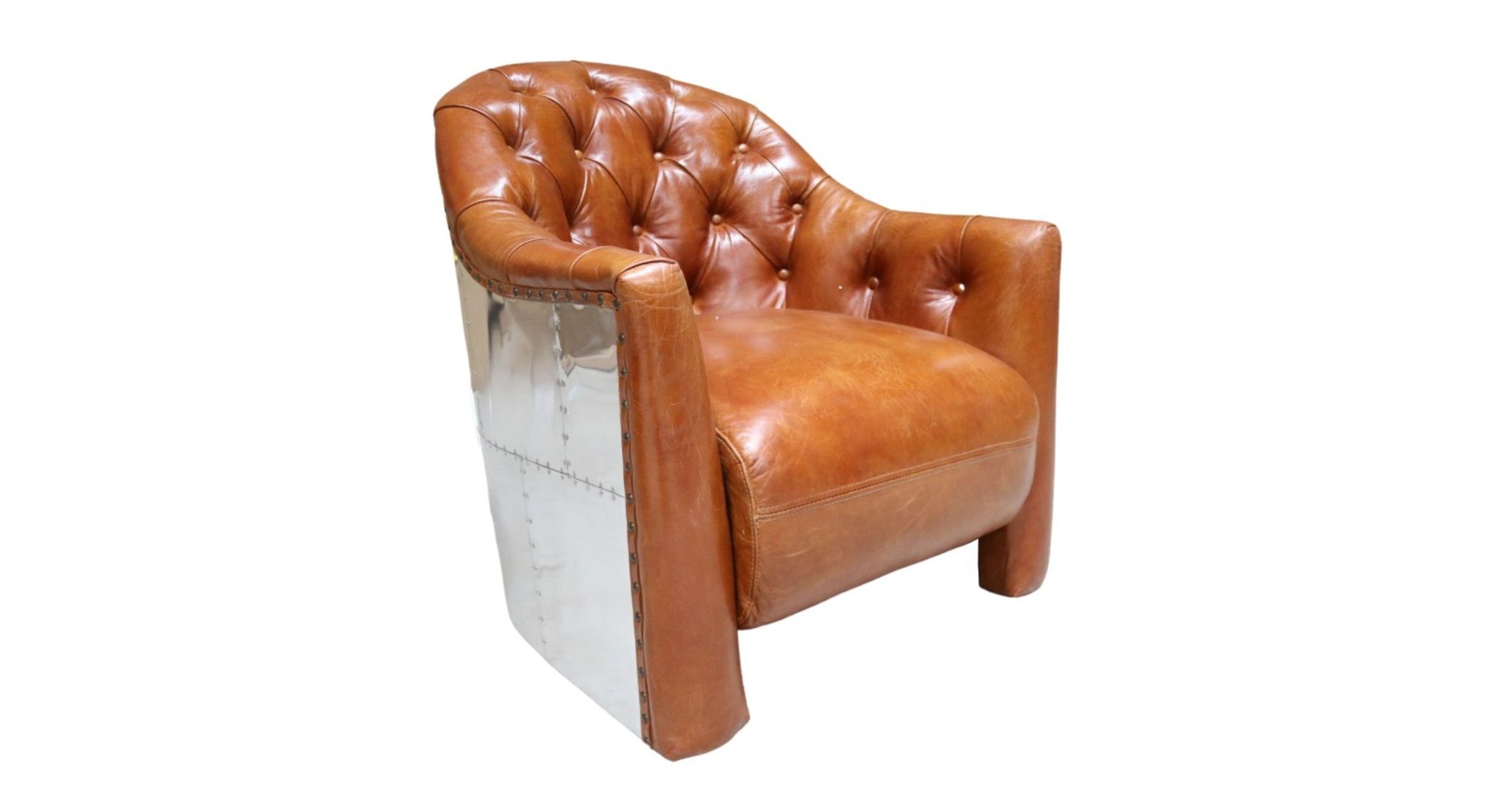 Aviator Chesterfield Vintage Tan Leather Armchair