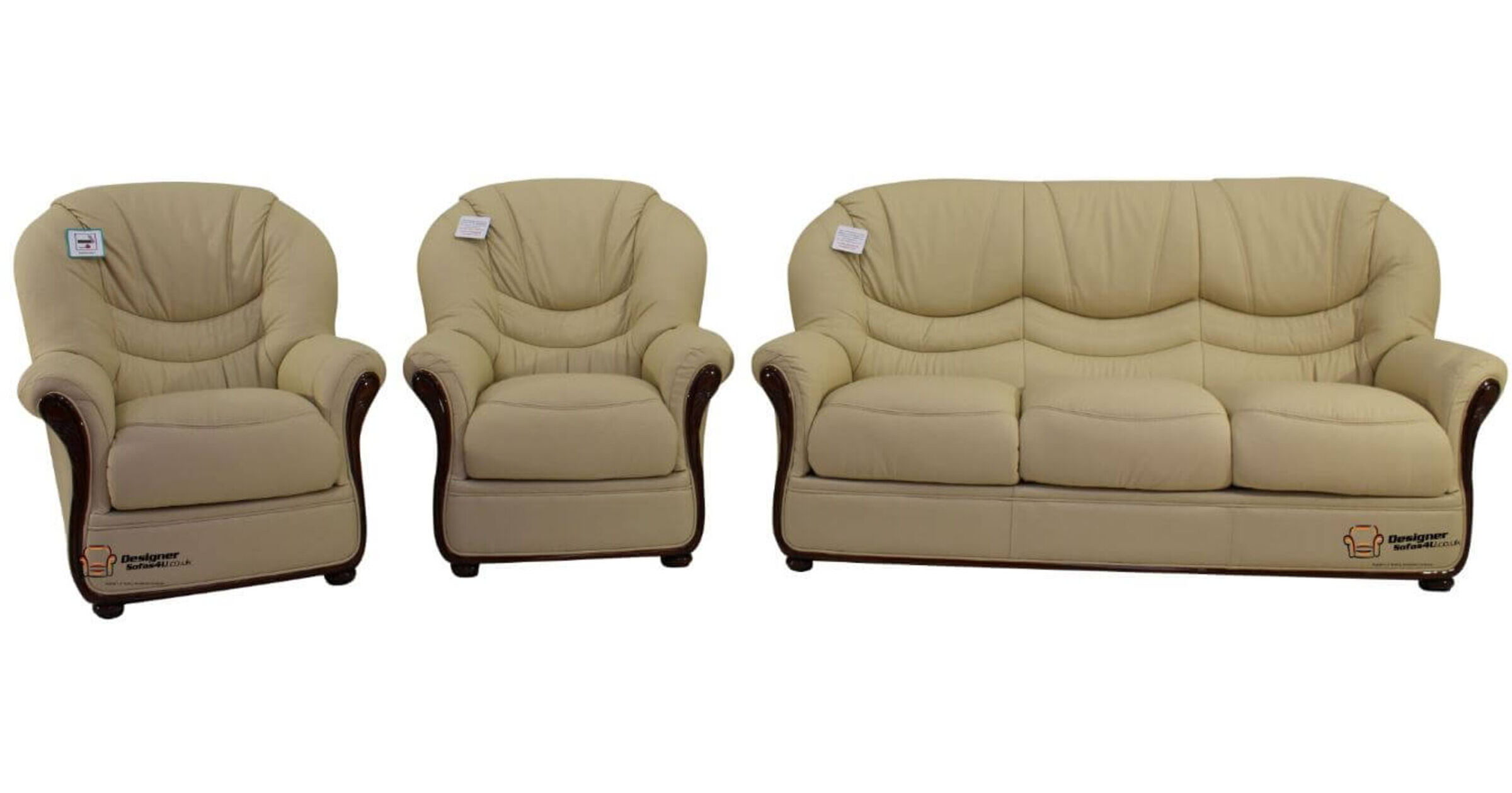 Florence 3+1+1 Genuine Italian Cream Leather Sofa Suite Offer