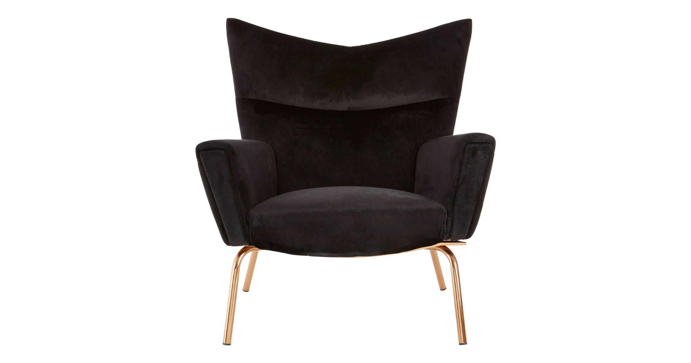 Brandi Black Velvet Wingback Chair Rose gold legs