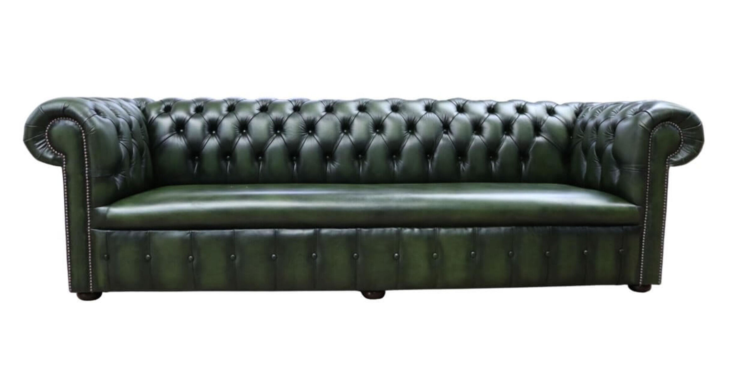 Chesterfield 1780’s 4 Seater Settee Antique Green Leather Sofa Offer