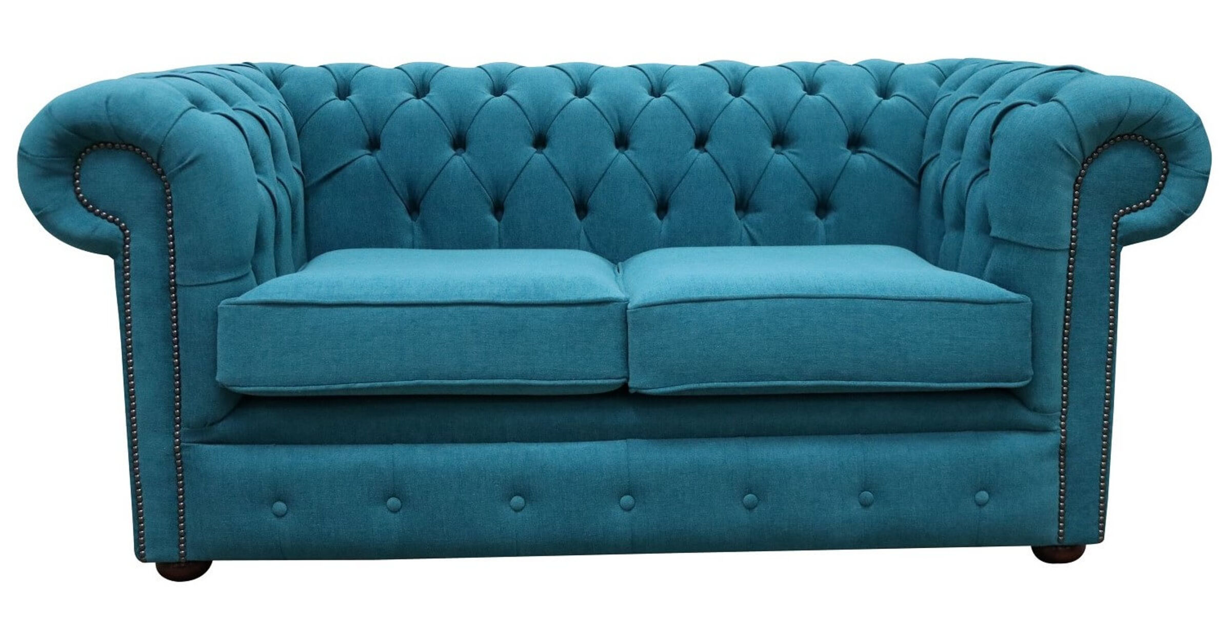 Chesterfield 2 Seater Cantare Teal Blue Easy Clean Fabric Sofa