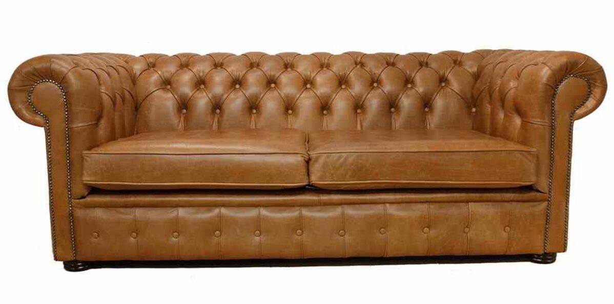 Chester Sofa 3 Seater Settee Old English Tan Leather Sofa Halo 2 Cushion