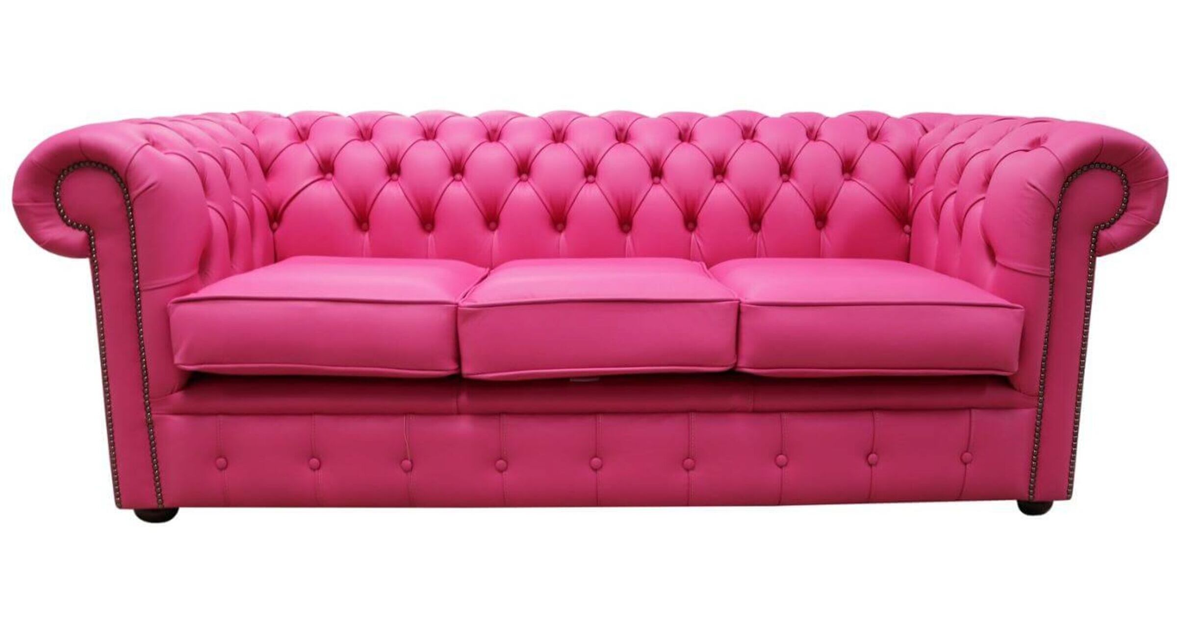 Chesterfield 3 Seater Sofa Settee Pink Leather Sofa