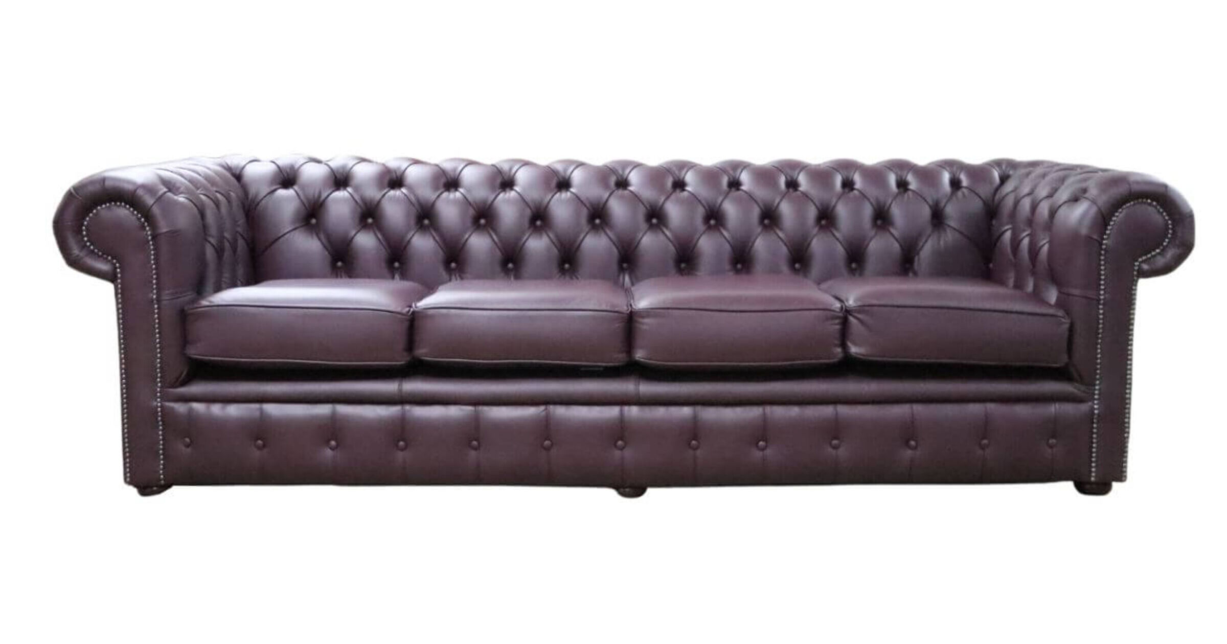 Chesterfield 4 Seater Settee Dark Grape Leather Sofa Offer