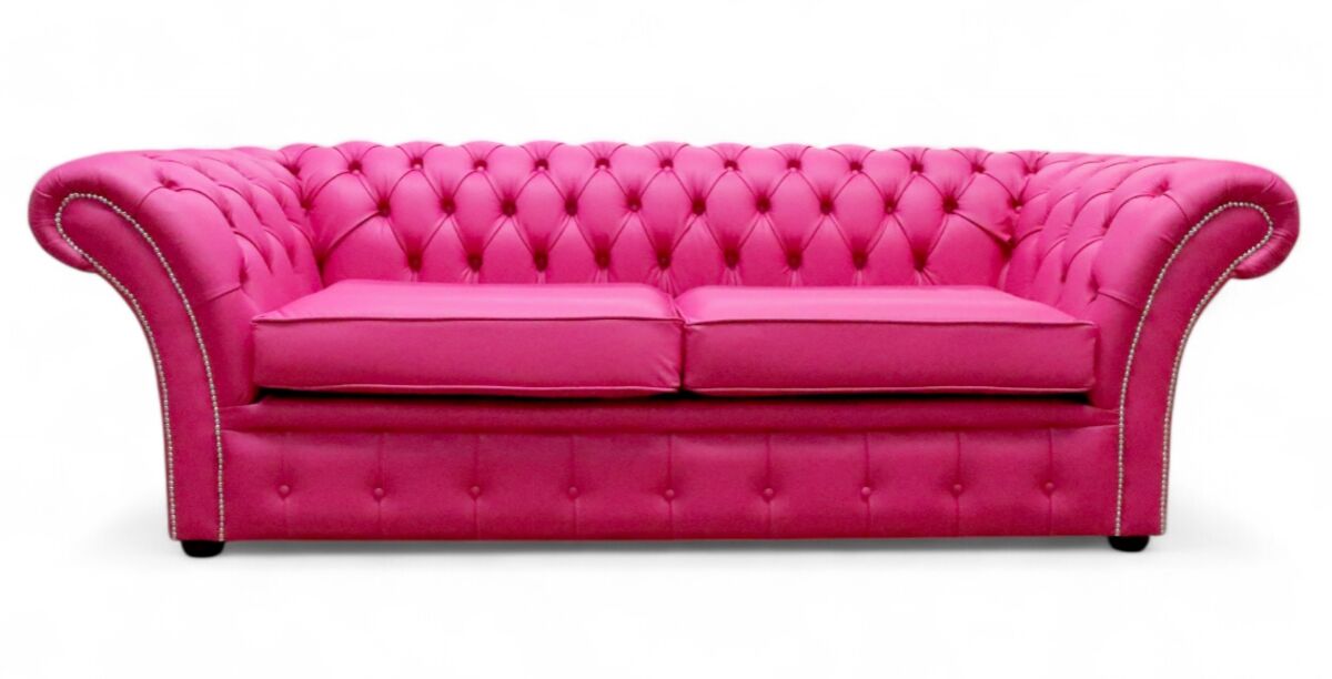 Chesterfield Balmoral 3 Seater Sofa Settee Vele Fuchsia Pink Leather