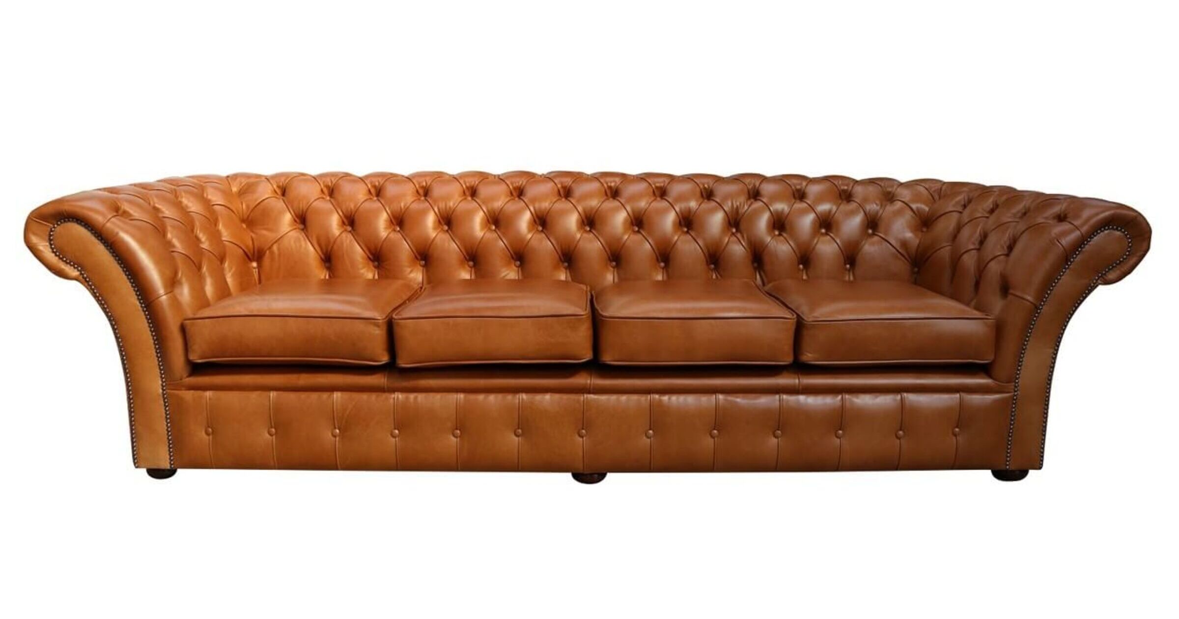 Chesterfield Balmoral 4 Seater Sofa Settee Old English Tan Leather