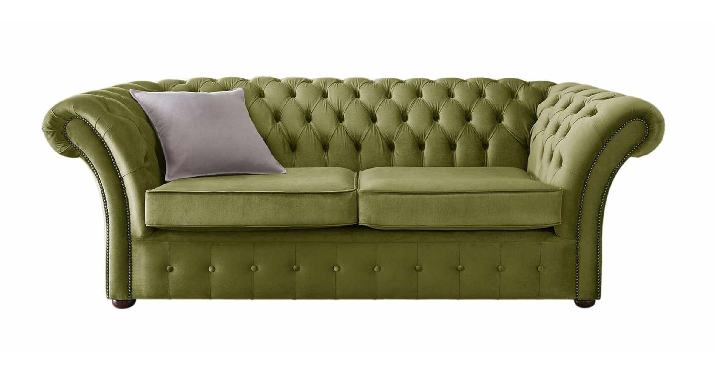 Chesterfield Balmoral 3 Seater Malta Grass Green Velvet Fabric Sofa