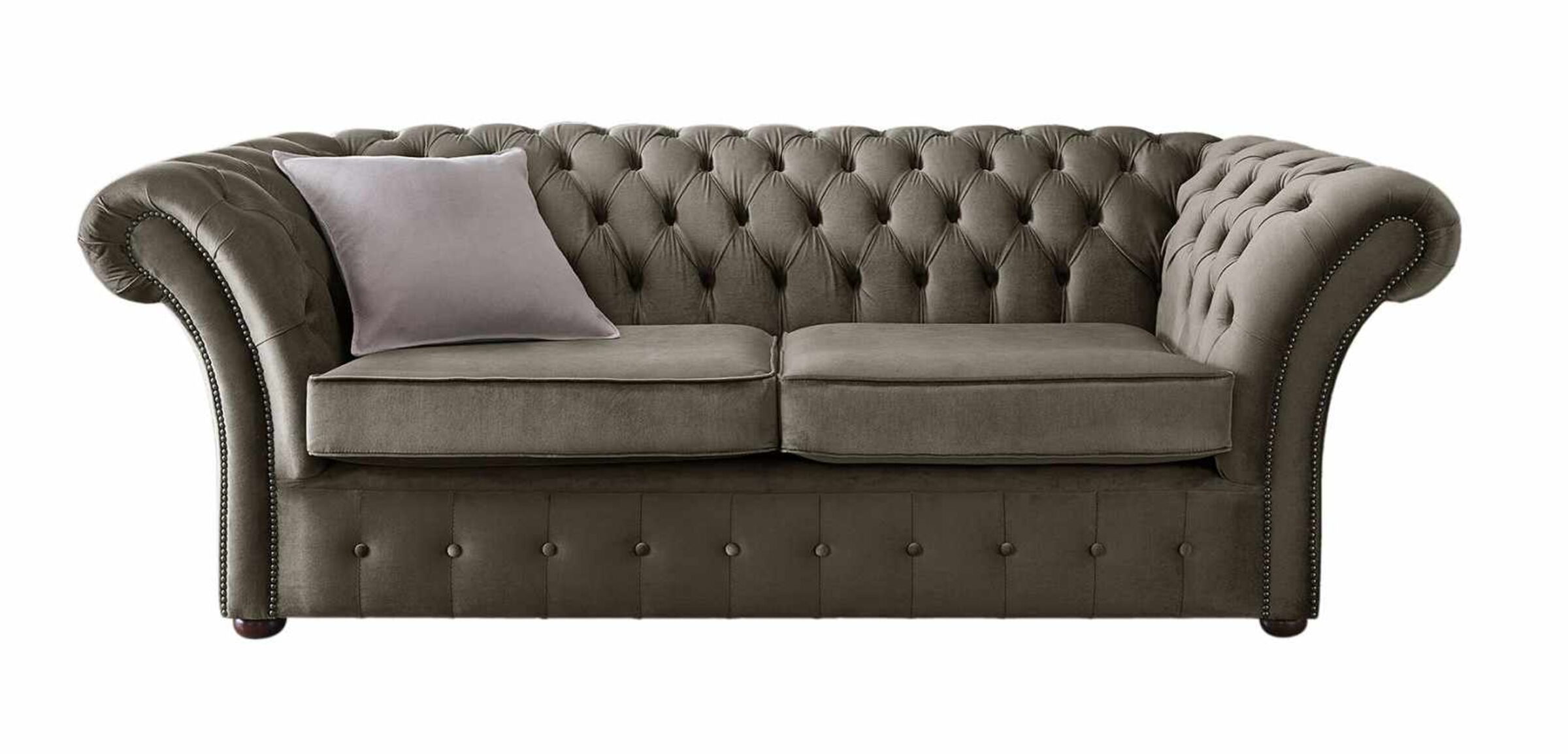 Chesterfield Balmoral 3 Seater Malta Taupe Beige Velvet Fabric Sofa