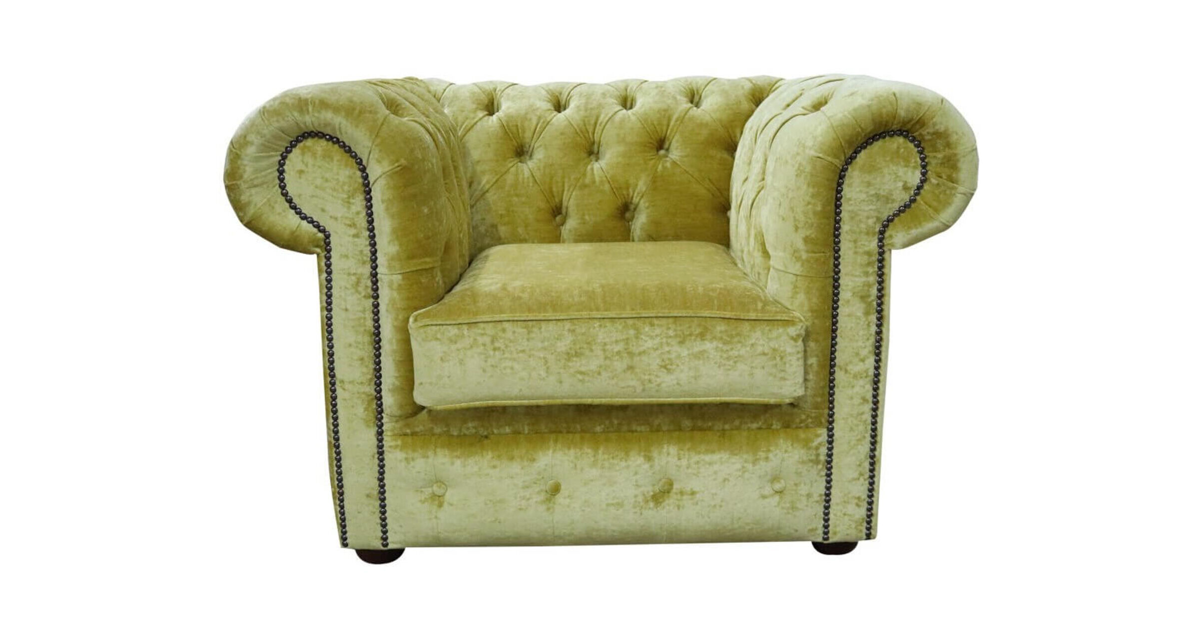 Chesterfield Low Back Club Armchair Modena Mustard Velvet Fabric