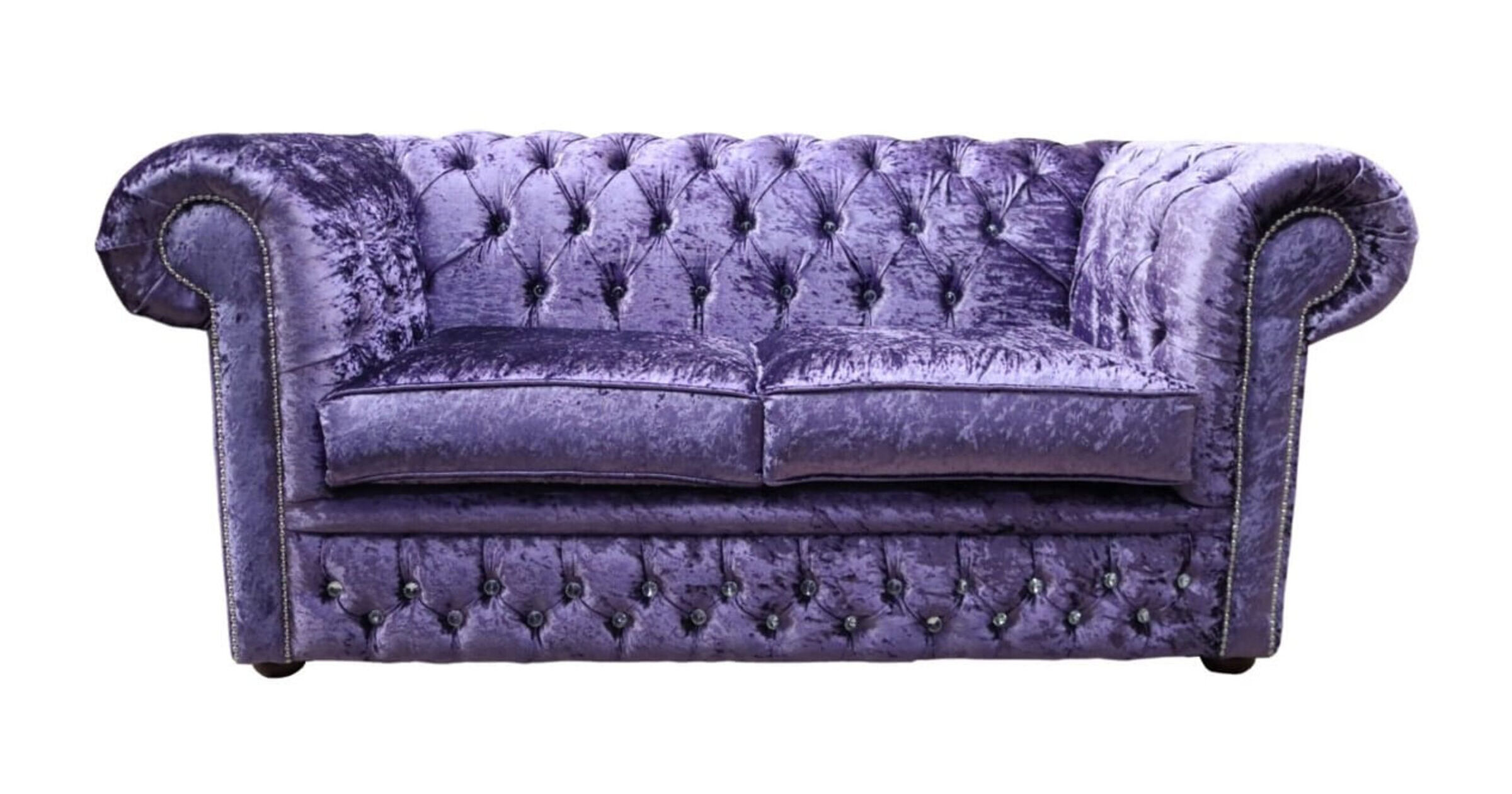 Chesterfield Grape Velvet Crystal Diamond 2 Seater Sofa Offer