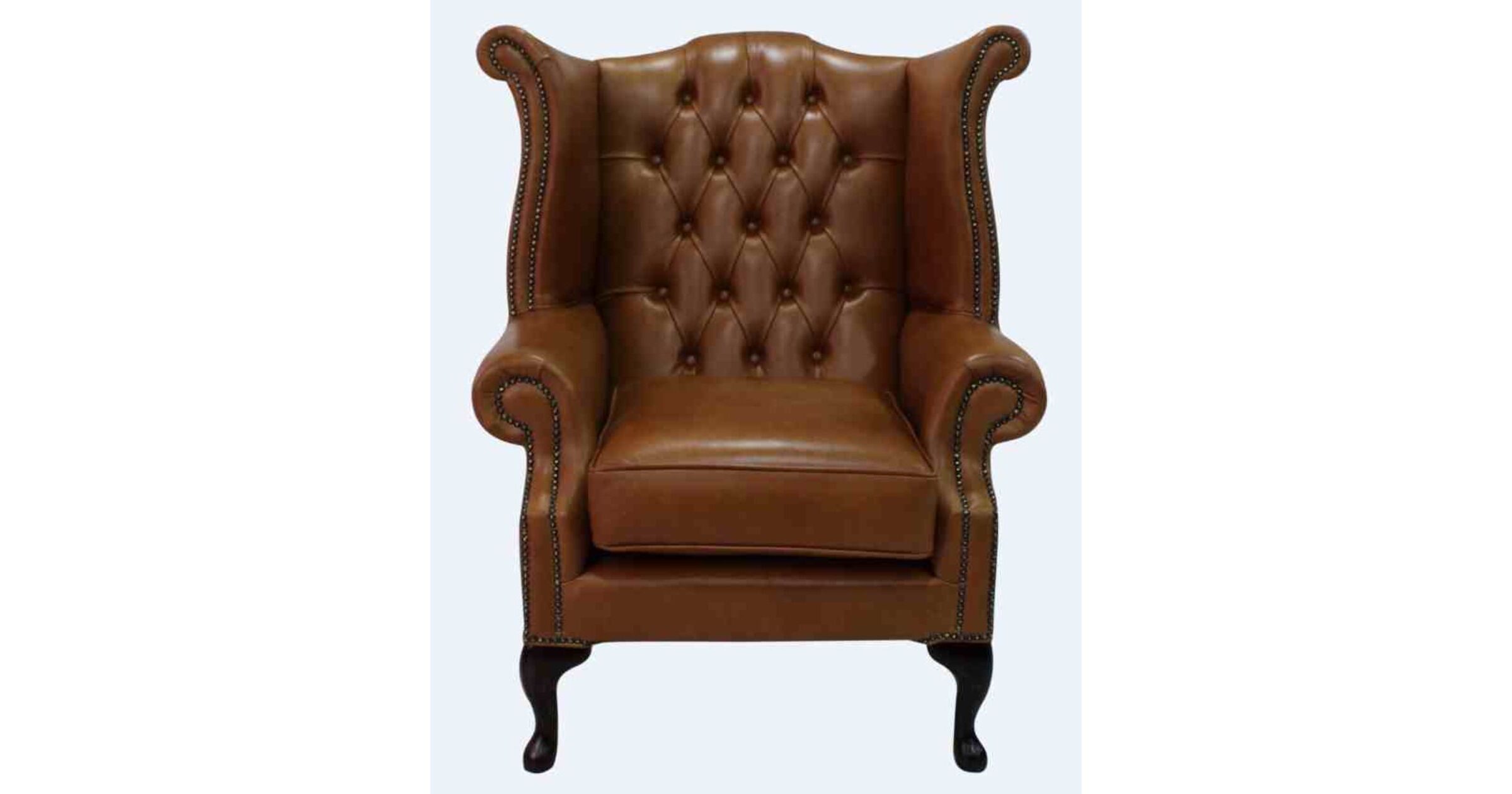 Chesterfield Queen Anne High Back Wing Chair Old English Bruciato