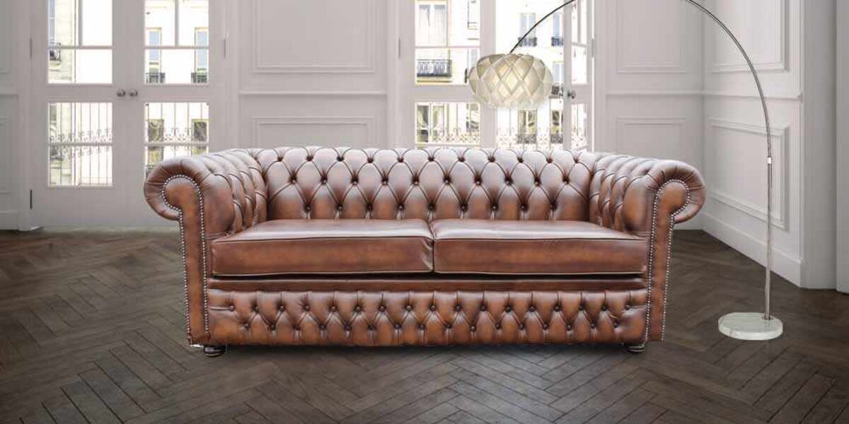 Chesterfield Winchester 3 Seater Sofa Settee Antique Brown