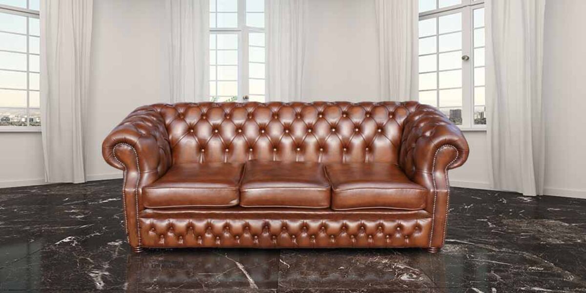 Graham Chesterfield 3 Seater Antique Tan Leather Sofa Settee Offer