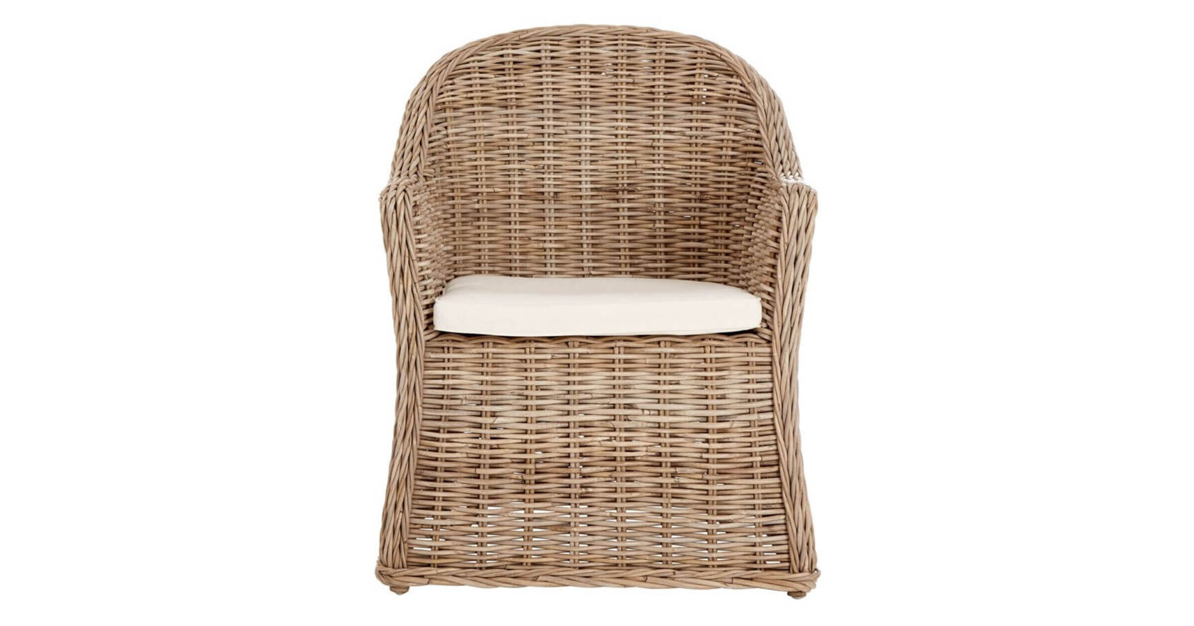 Martina Grey Kubu Rattan Rounded Back Chair