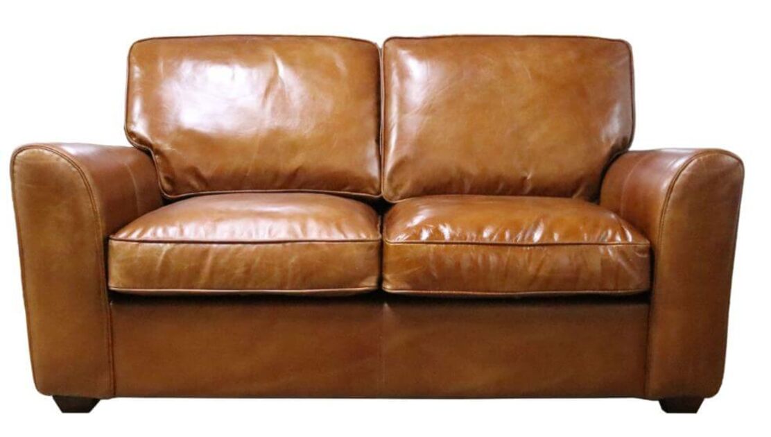 Mikado Vintage Tan Leather 2 Seater Sofa