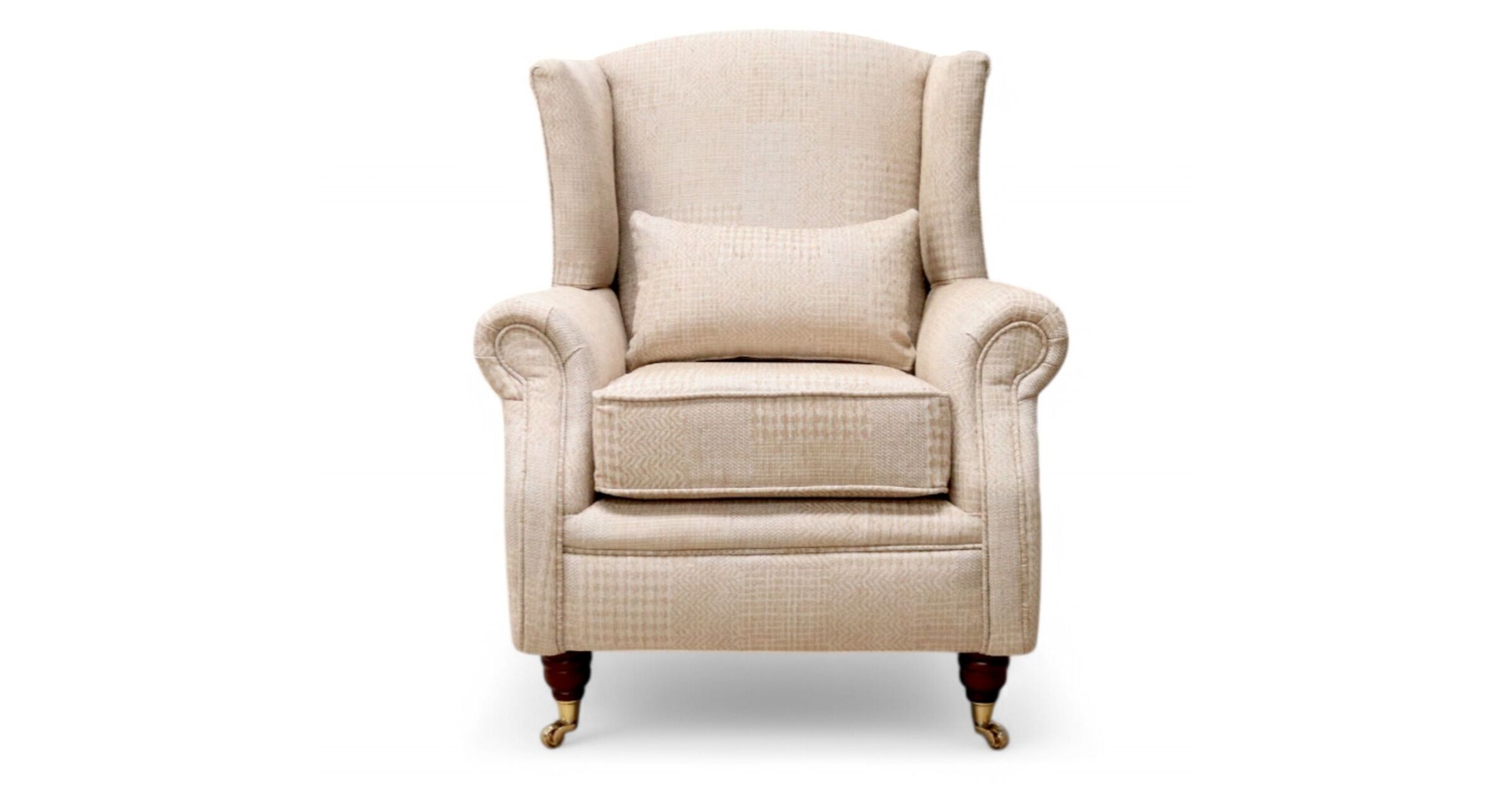 Wing Chair Fireside High Back Armchair Symphony Barley Fabric