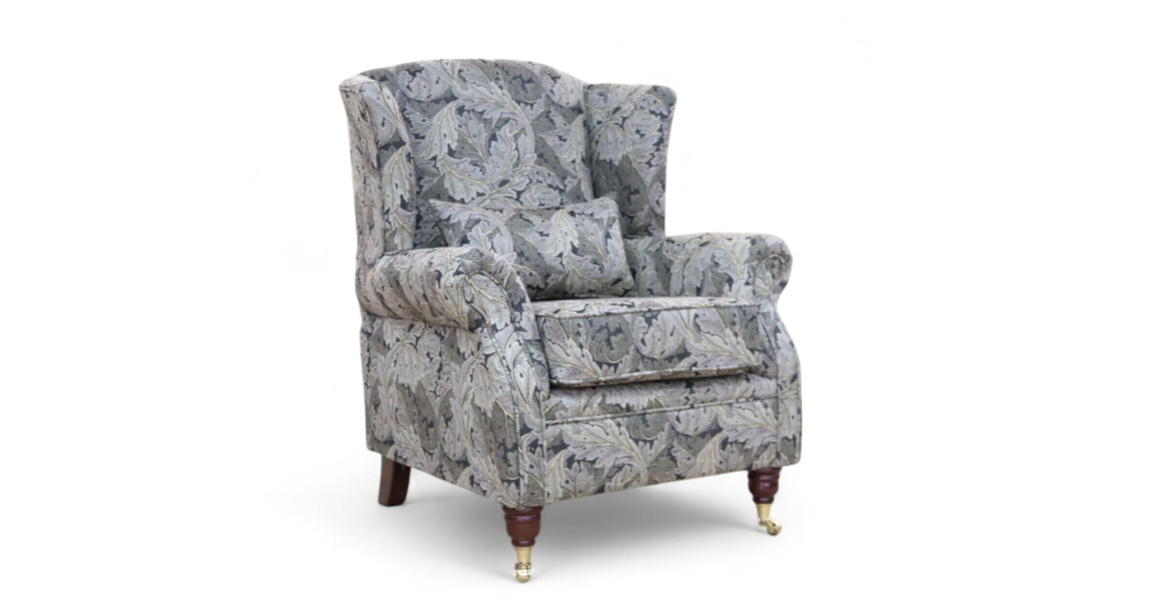 Wing Chair Fireside High Back Armchair William Morris Tapestry Acanthus Black