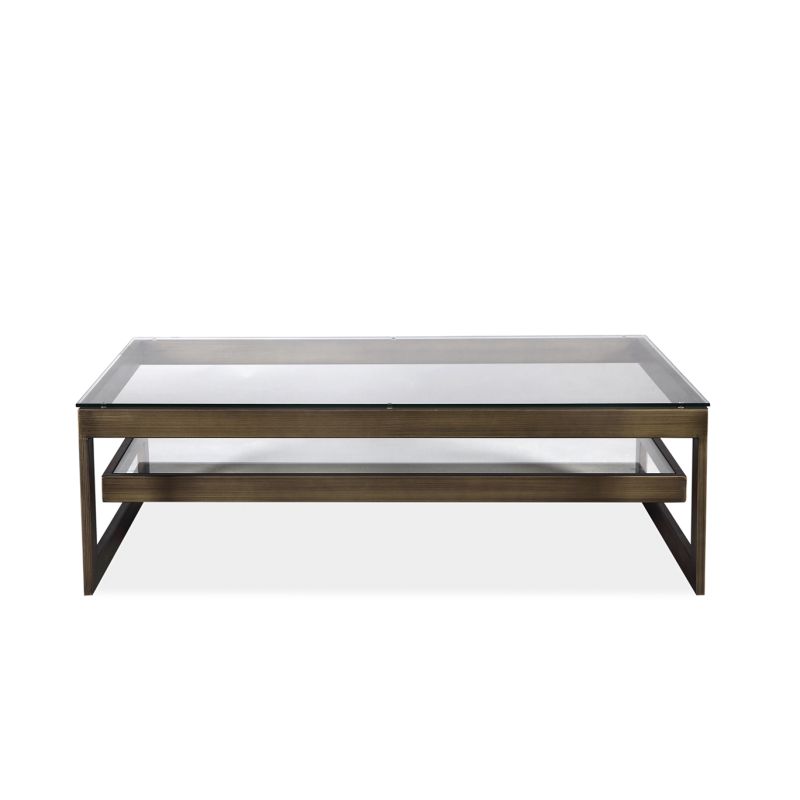 Ziggi Coffee Table – Antique Bronze Hairline/Clear Glass